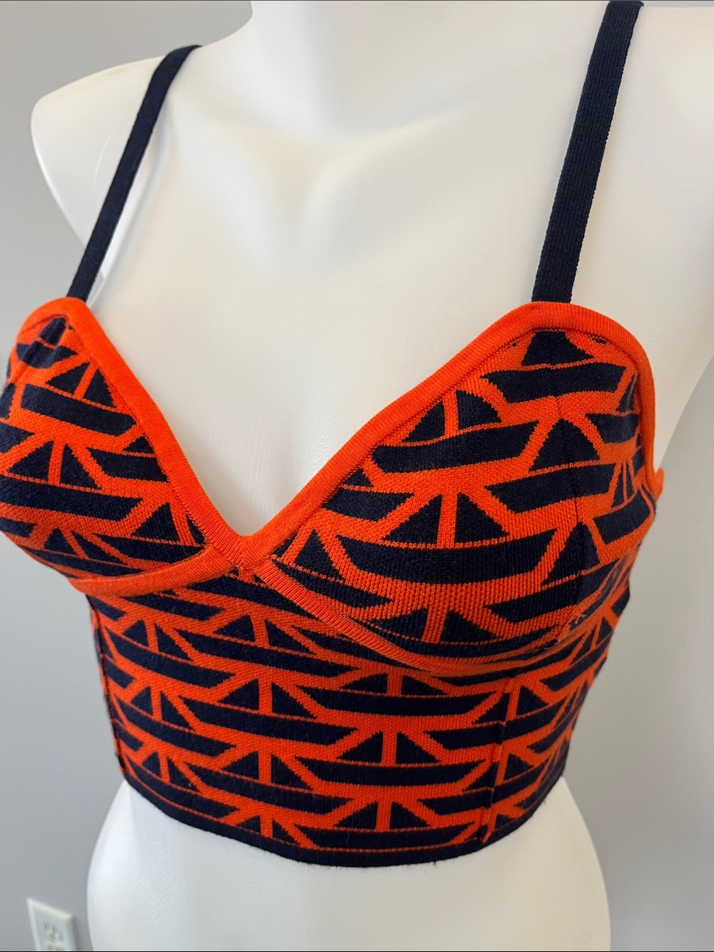 JoosTricot Ferrari / Navy Boats Knit Bralet Crop Top S